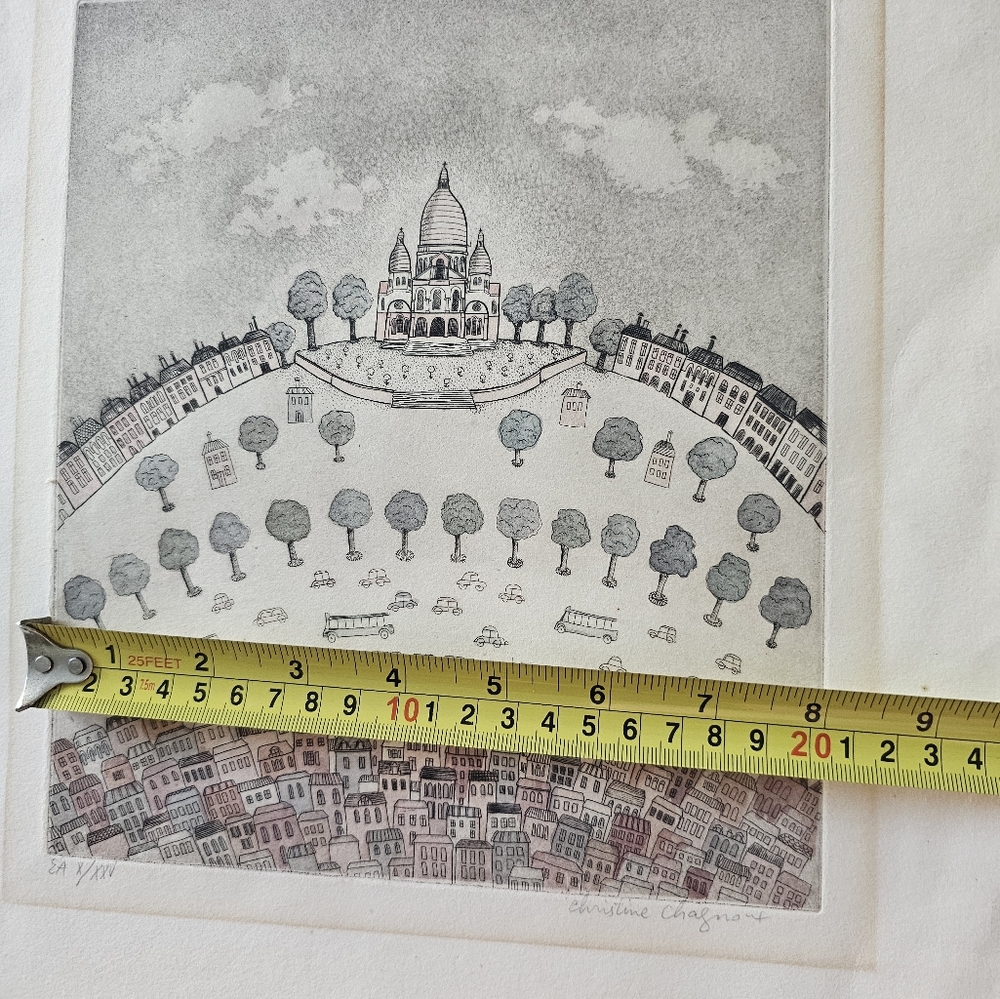 Christine Chagnoux Montmarte 1960s Signed Numbered Muted Water Color Litho Paris - Picture 7 of 16
